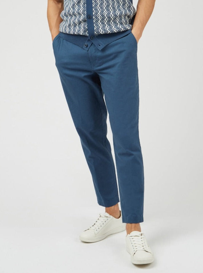 Pantalon Ben Sherman Signature Slim Taper Linen Bleu | RKR-03840889